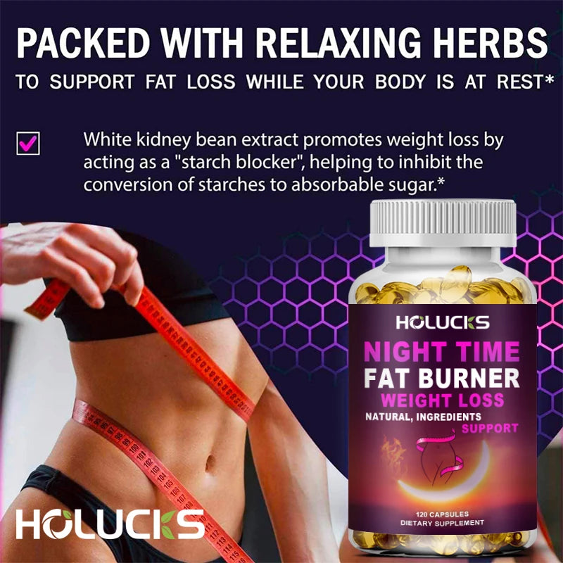 Night Time Fat Burner - Advanced Sleep & Weight Loss Capsules with White Kidney Bean & Garcinia Cambogia