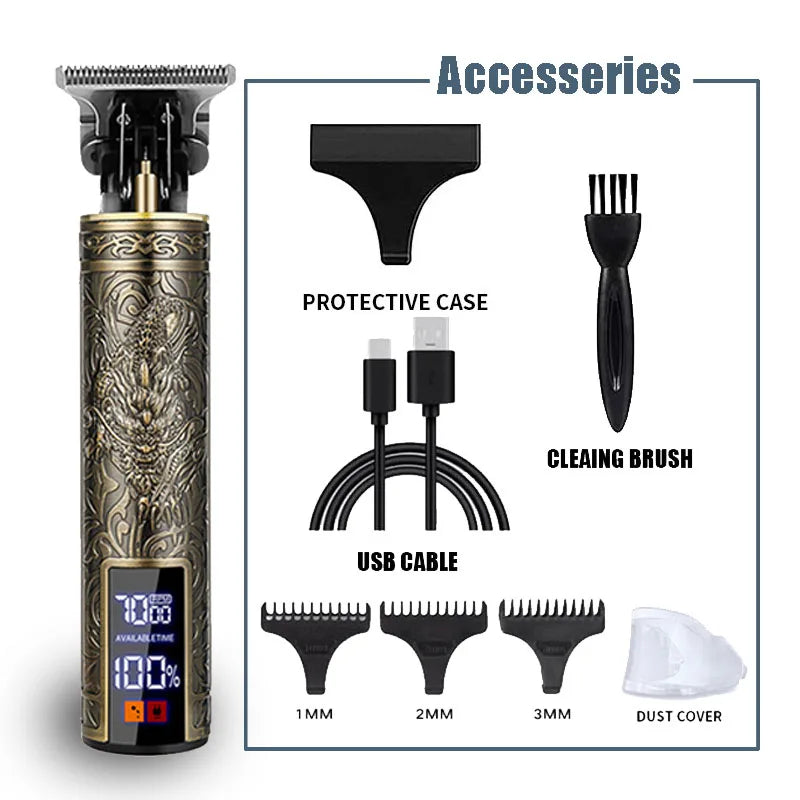 T9 Electric Hair Trimmer - USB Rechargeable Professional Clipper for 0mm Bald Fades