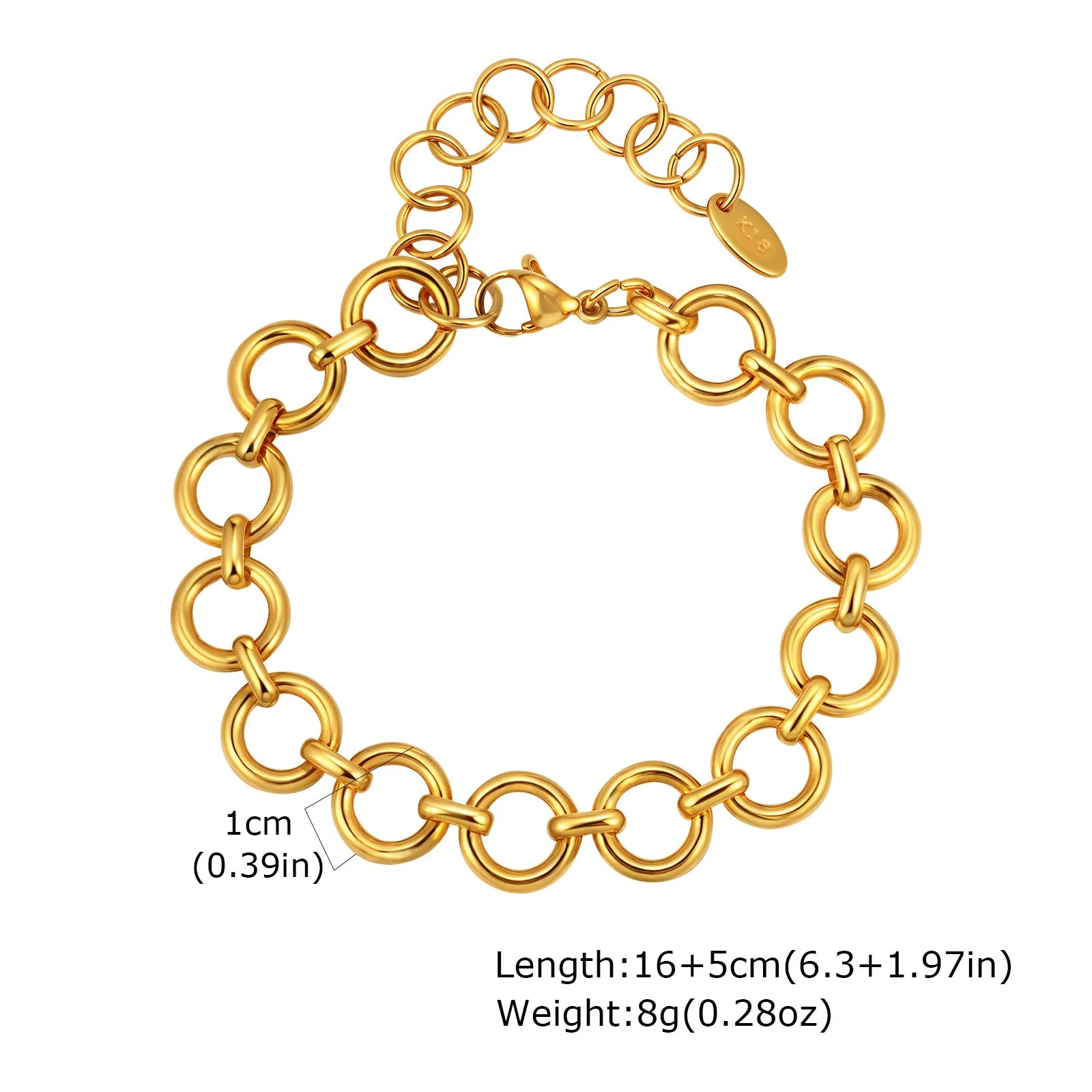 Chunky Stainless Steel Link Chain Bracelet – Gold Plated Layering Jewelry