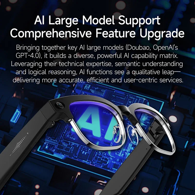 Smart AI Translation Glasses - 4K Camera, Bluetooth Music, Object Recognition & Voice Recording
