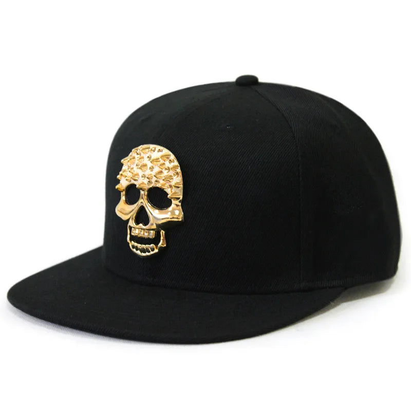 Skull Rivet Flat Brim Cap - Hip-Hop Snapback Baseball Hat for Street Dance & Urban Style
