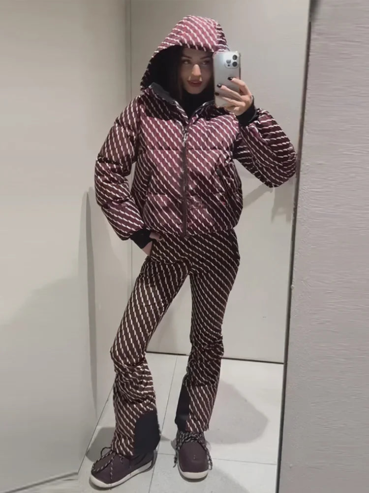 Pink Windproof Skiwear 2-Piece Set – Winter Tracksuit