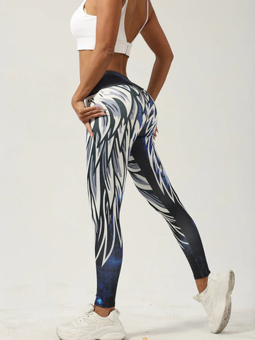 Women's Printed Yoga Leggings - High Waist Workout Pants (Gym Running Athletic Tights)