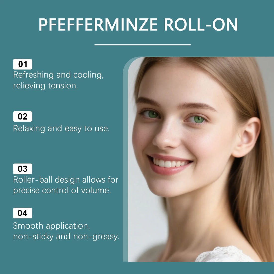 Peppermint Essential Oil Roller - Portable Refreshing Aromatherapy for Relaxation & Massage