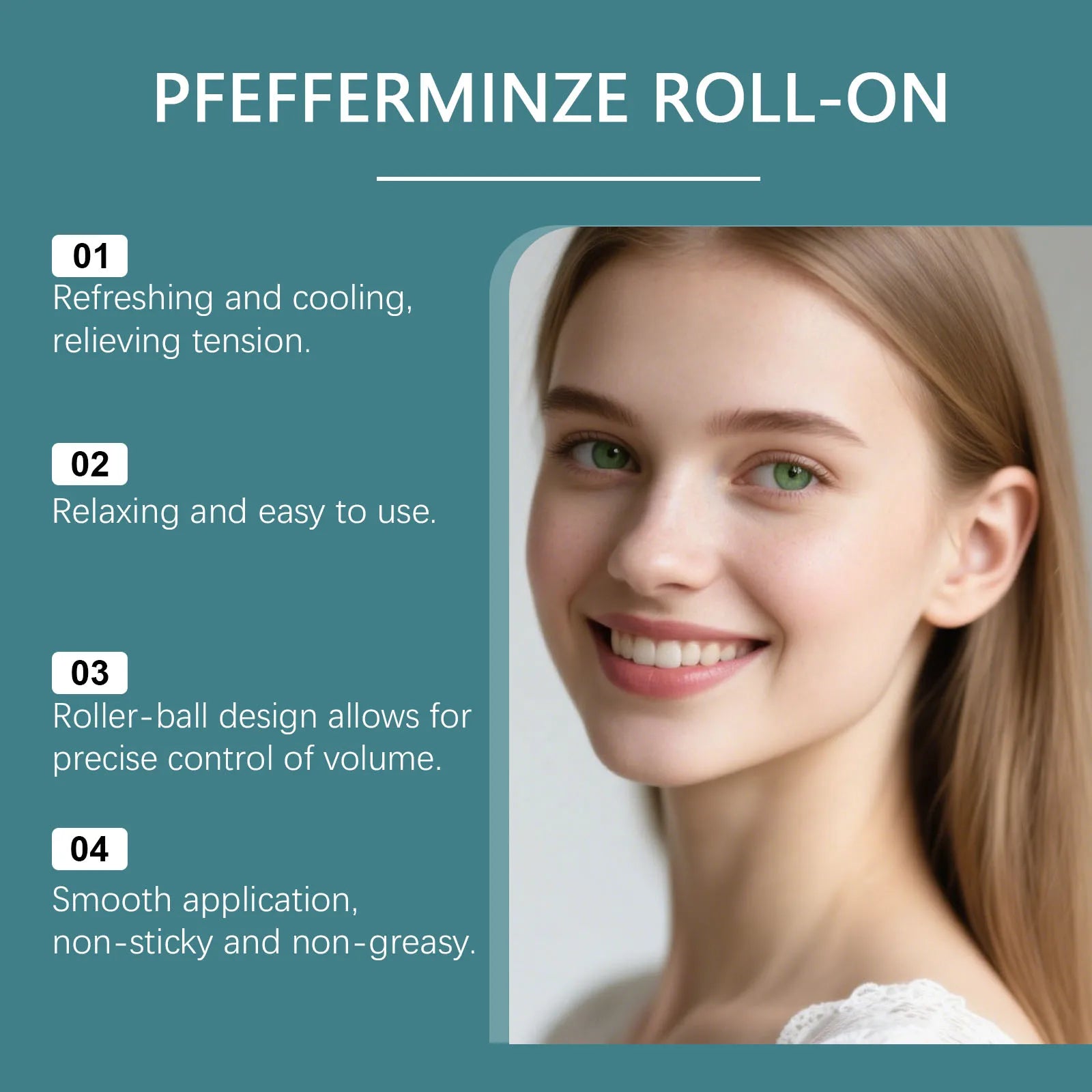 Peppermint Essential Oil Roller - Portable Refreshing Aromatherapy for Relaxation & Massage