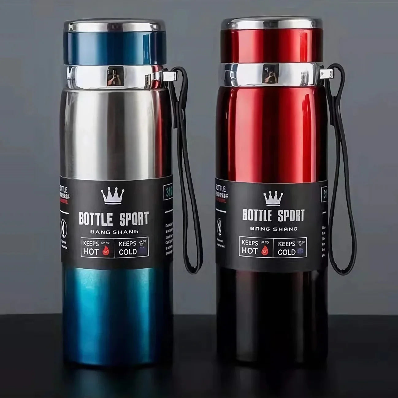 1L Stainless Steel Thermal Water Bottle - Vacuum Insulated Flask for Hot & Cold Drinks