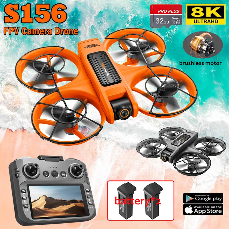 S156 Drone with 4K Camera & Optical Flow - 180° Adjustable Lens, Brushless Motors (180g)