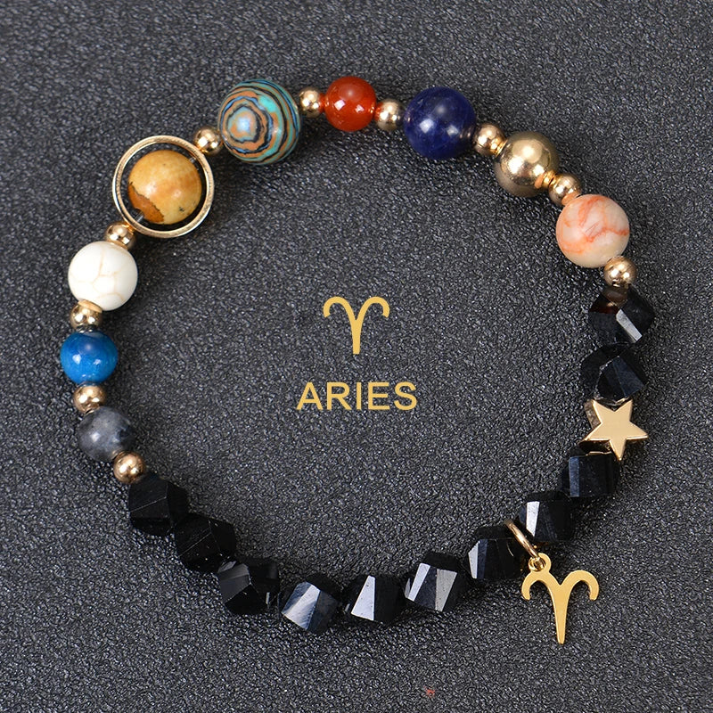 Zodiac Crystal Stone Bracelet for Women - 12 Constellation Charm Birthday Gift