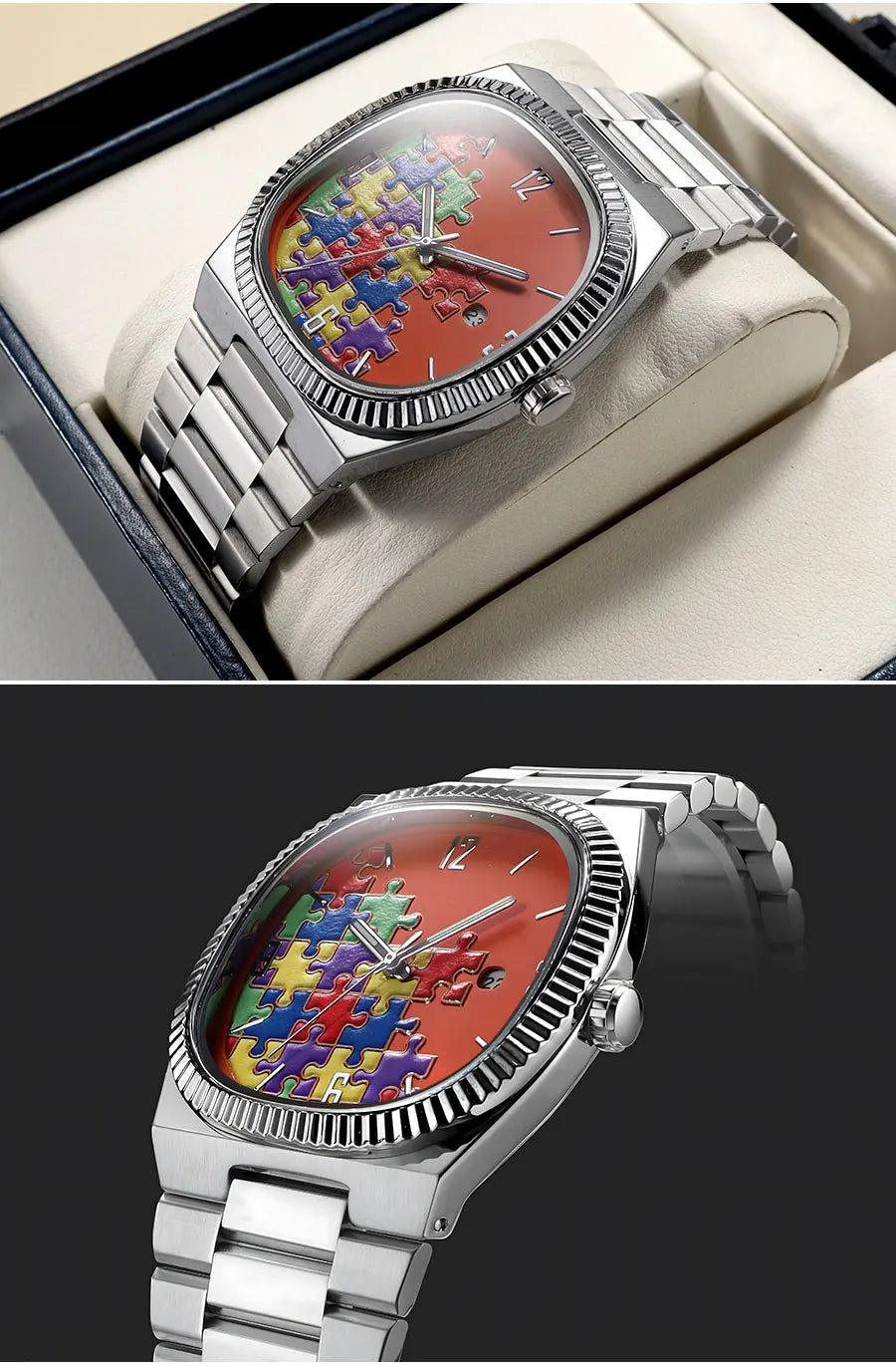 Vintage Cartoon Men's Quartz Watch – Water Resistant Steel Strap with Calendar