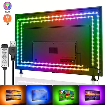USB LED Strip Lights for TV - 5V Backlight Tape with 3-Key Remote Control