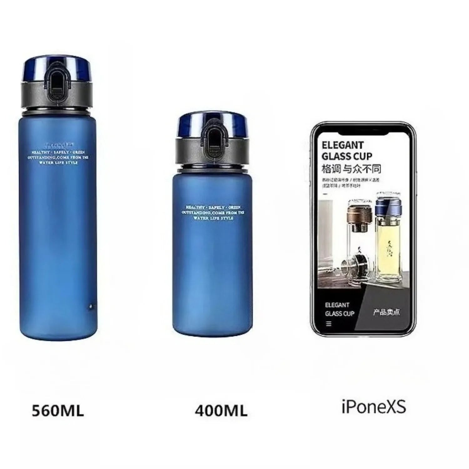 Leak-Free Sports Water Bottle - Portable 400ml/560ml BPA-Free Bottle for Travel & Hiking