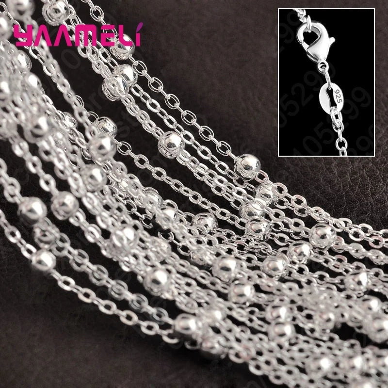 Sterling Silver Link Chain Necklace – Smooth Lobster Clasp Jewelry