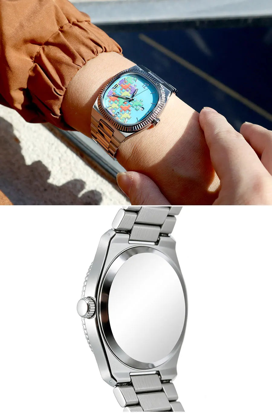 Vintage Cartoon Men's Quartz Watch – Water Resistant Steel Strap with Calendar