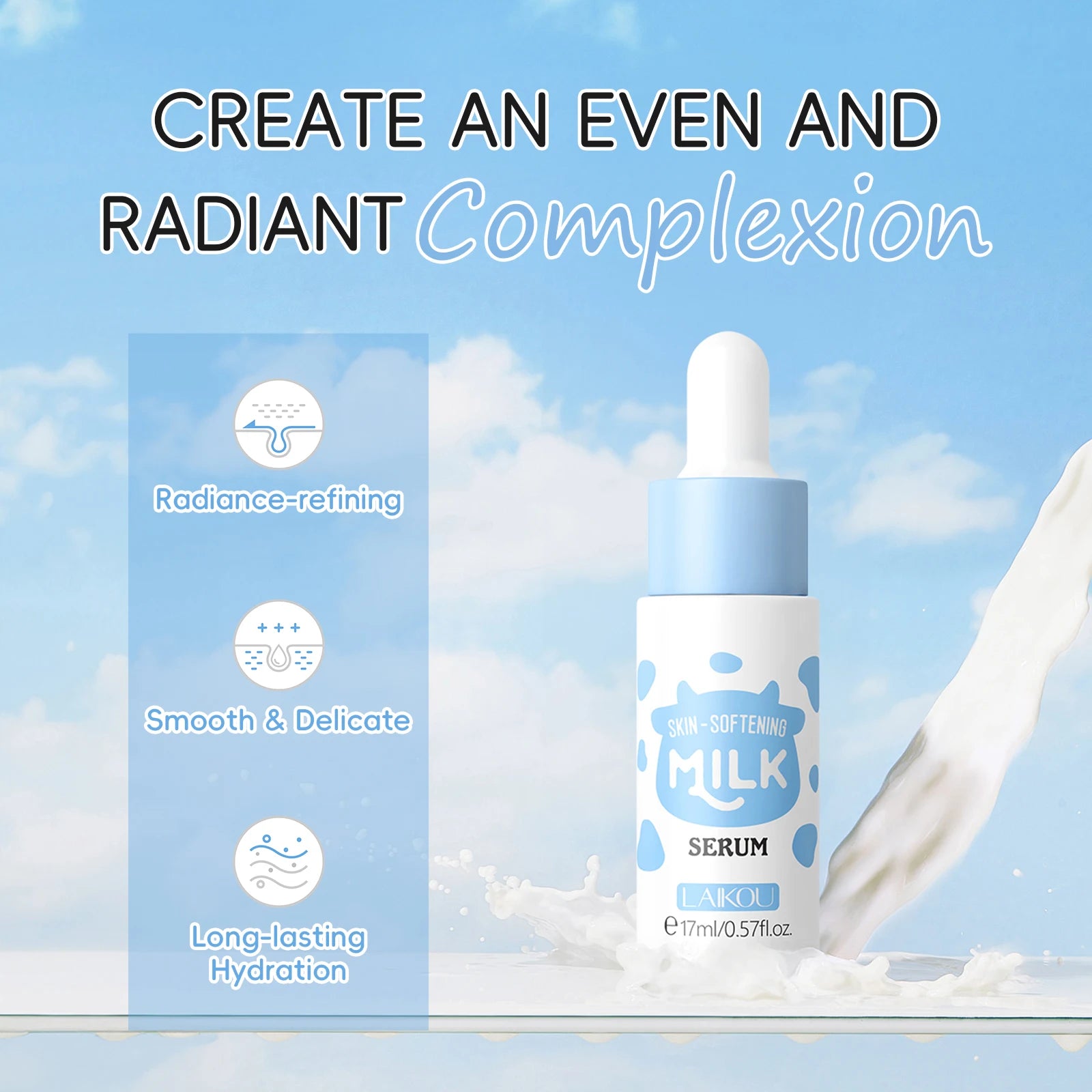 3-Piece Skincare Set – Milk Extract Serum, Moisturizer & Cleanser