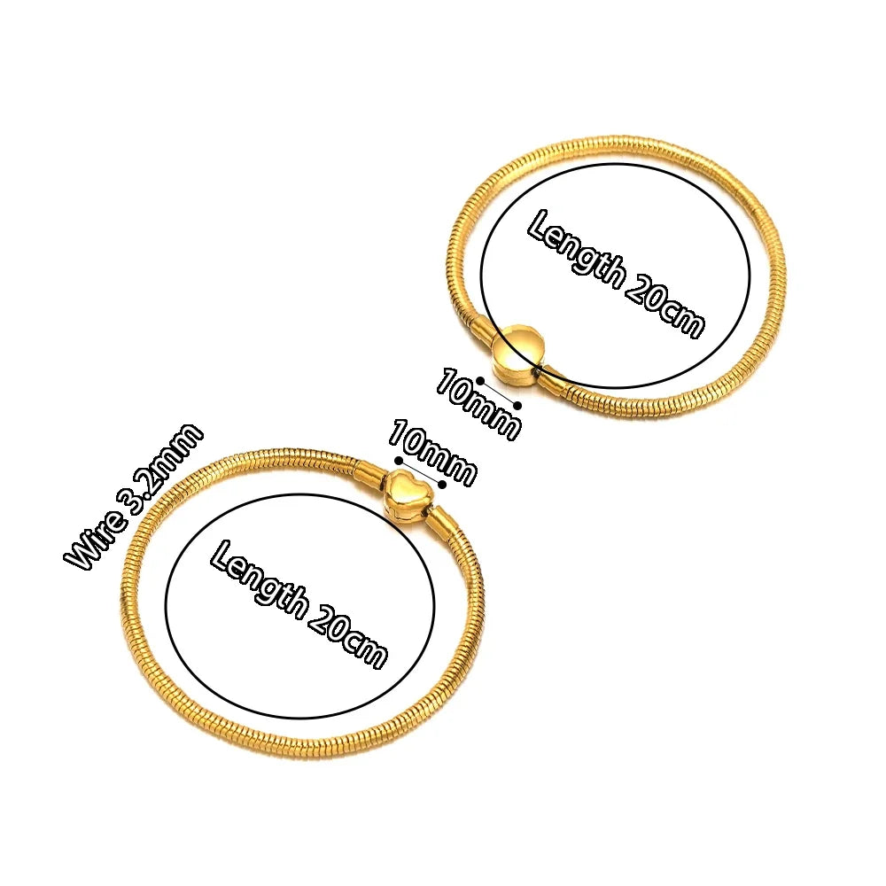 Stainless Steel DIY Bracelet Base with Heart Clasp - 20cm