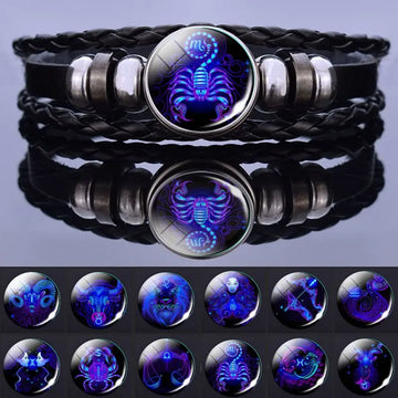 Zodiac Constellation Charm Bracelet - Multilayer Leather Bracelet for Men & Women