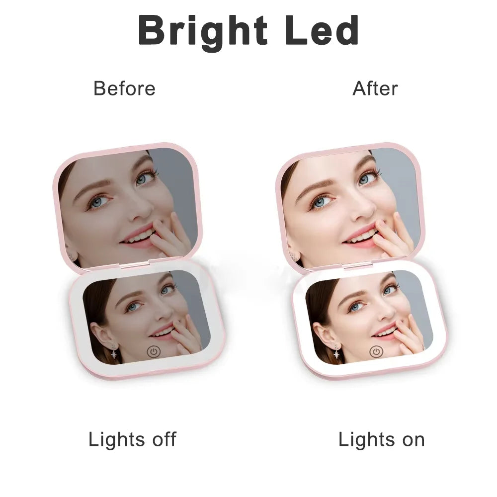 Portable LED Makeup Mirror – Foldable, Dual-Sided Travel Mirror