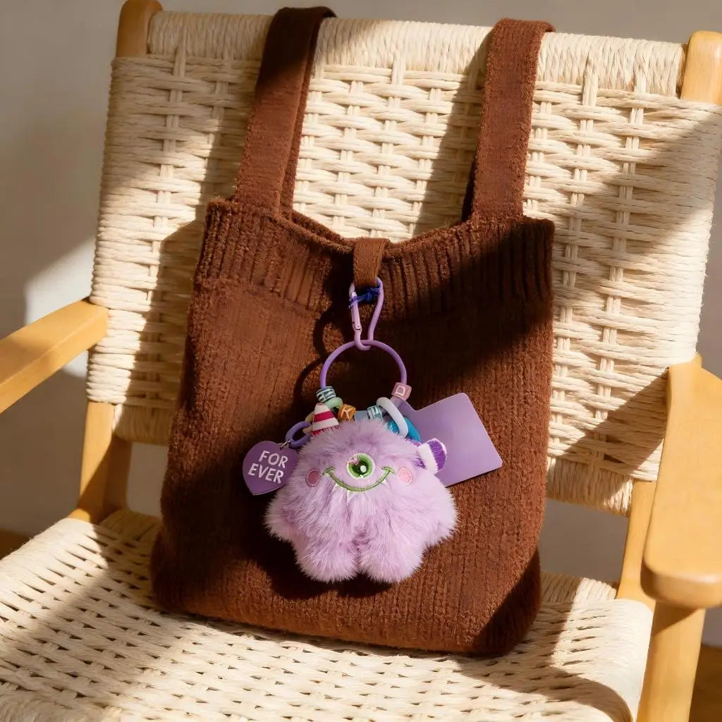 Monster Plush Toy Keychain with Colorful Chain, Creative Doll Bag Charm Pendant, Cute Gift for Kids Women Men for Backpack Purse