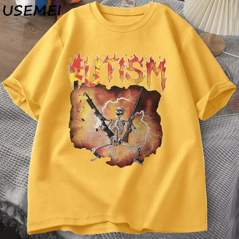 Autistic Funny Skeleton T-Shirt – Unisex Graphic Harajuku Streetwear