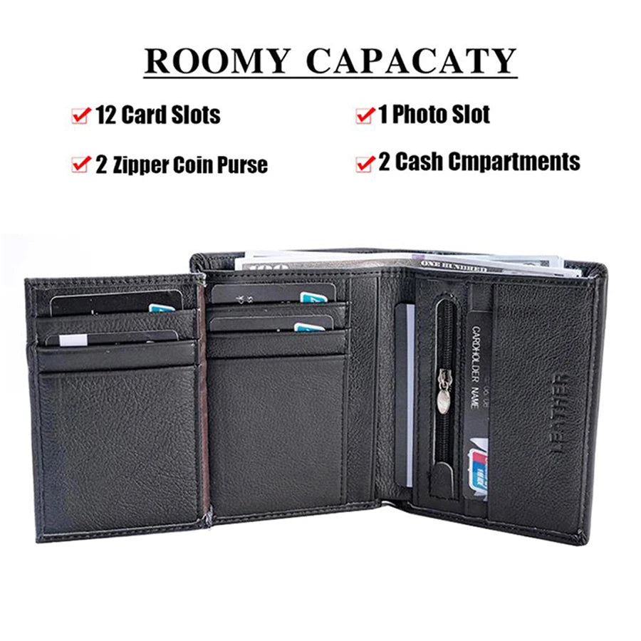 Carteira RFID em couro genuíno – Estilo executivo