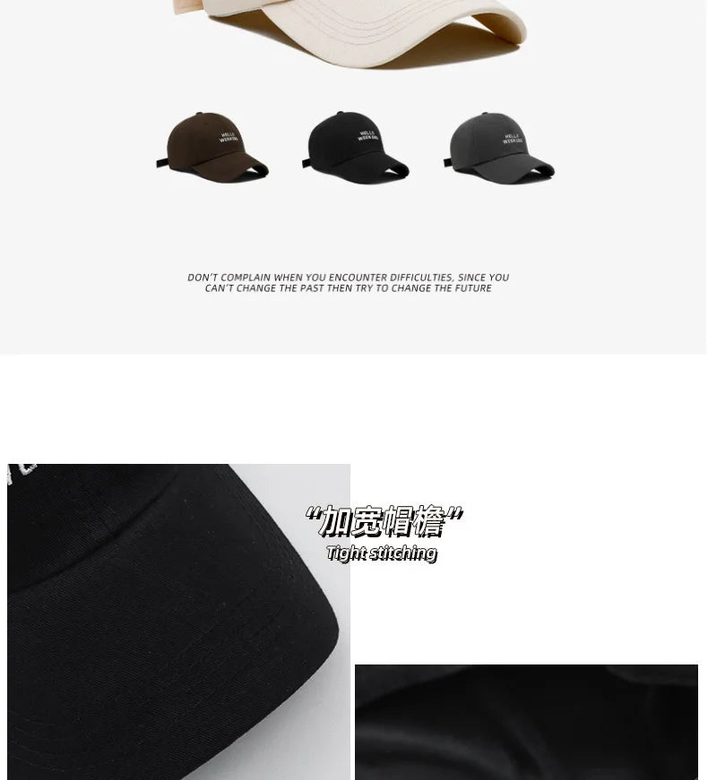 Oversized Baseball Cap for Big Heads - Embroidered Letter Curved Brim Hat for Women