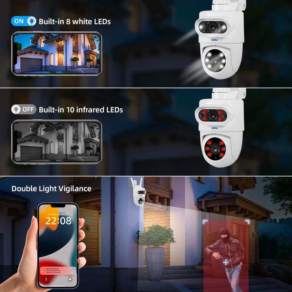 Dual Lens Outdoor WiFi Security Camera – Human Detection