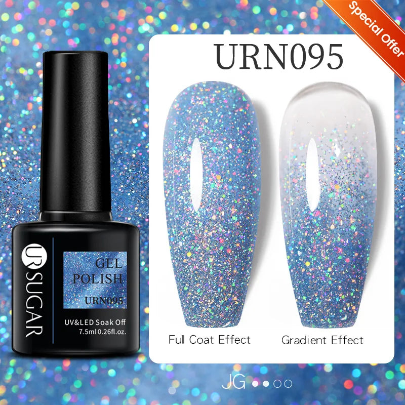 Glitter Gel Nail Polish – Semi-Permanent UV LED Gel with Sparkling Shimmer Finish
