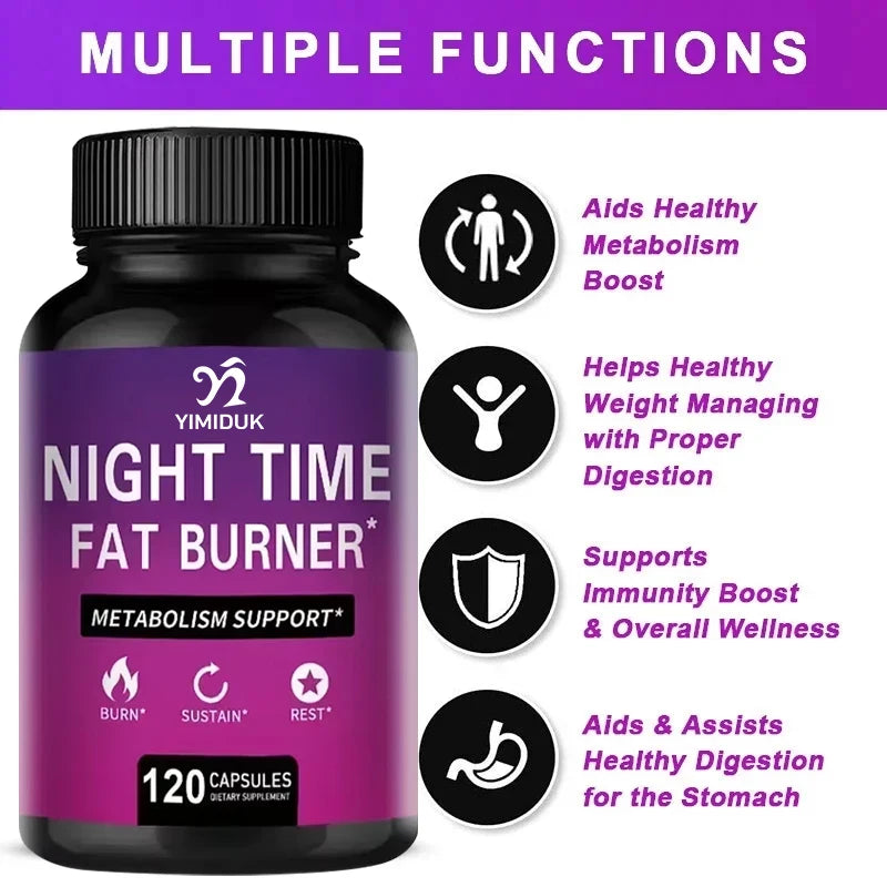 Night Time Fat Burner with Melatonin - Sleep Support & Metabolism Booster
