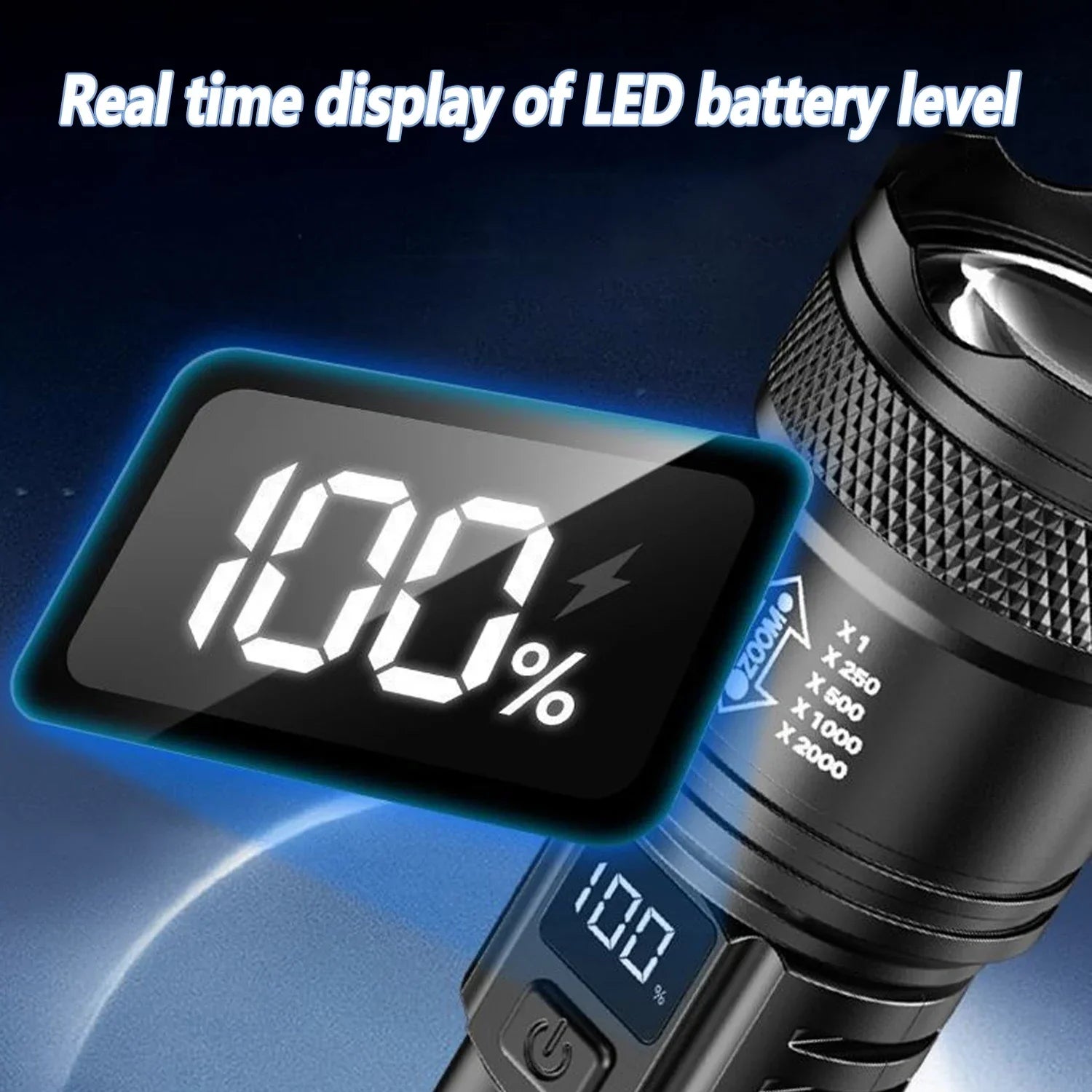 P50 Ultra Bright LED Flashlight - 2000 Lumens Tactical Rechargeable Torch with Zoom