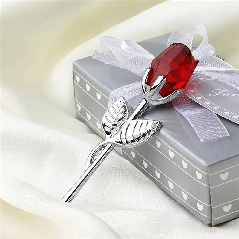 Crystal Glass Rose Flower Figurine – Valentine's Day Gift & Home Decor