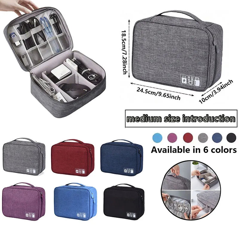 Waterproof Cable Storage Bag – Portable Electronic Travel Organizer
