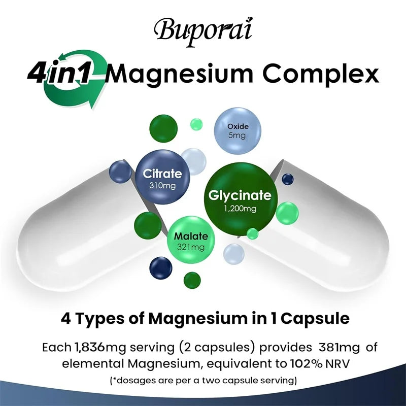 Magnesium 4-in-1 Complex - Sleep, Muscle Relaxation & Stress Relief Support