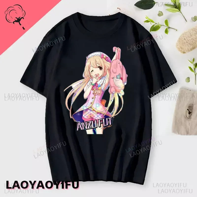 If You Work You Lose” Anzu Futaba Anime T-Shirt – Kawaii Cotton Tee 2024