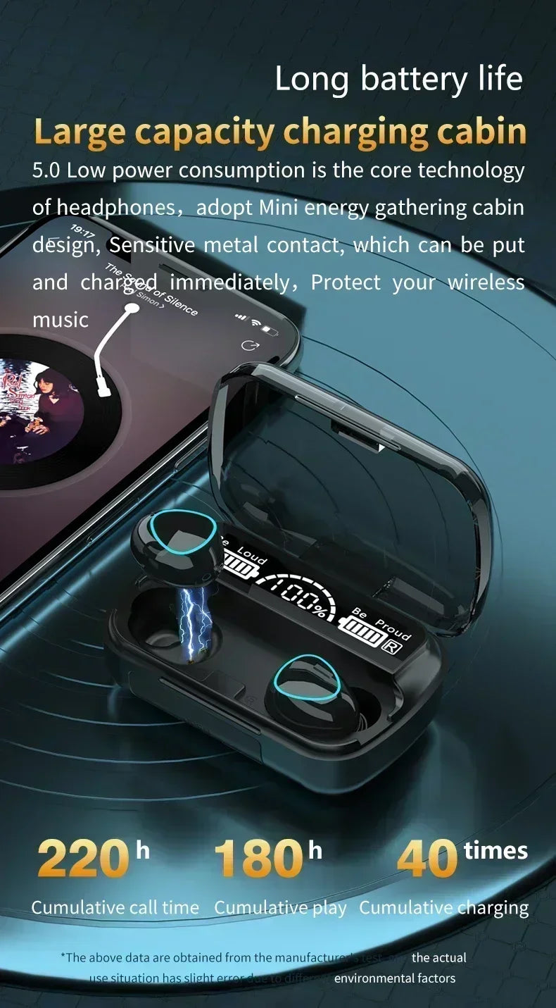 M10 Wireless Earbuds – Waterproof Bluetooth Sport Earphones with Noise Cancelling