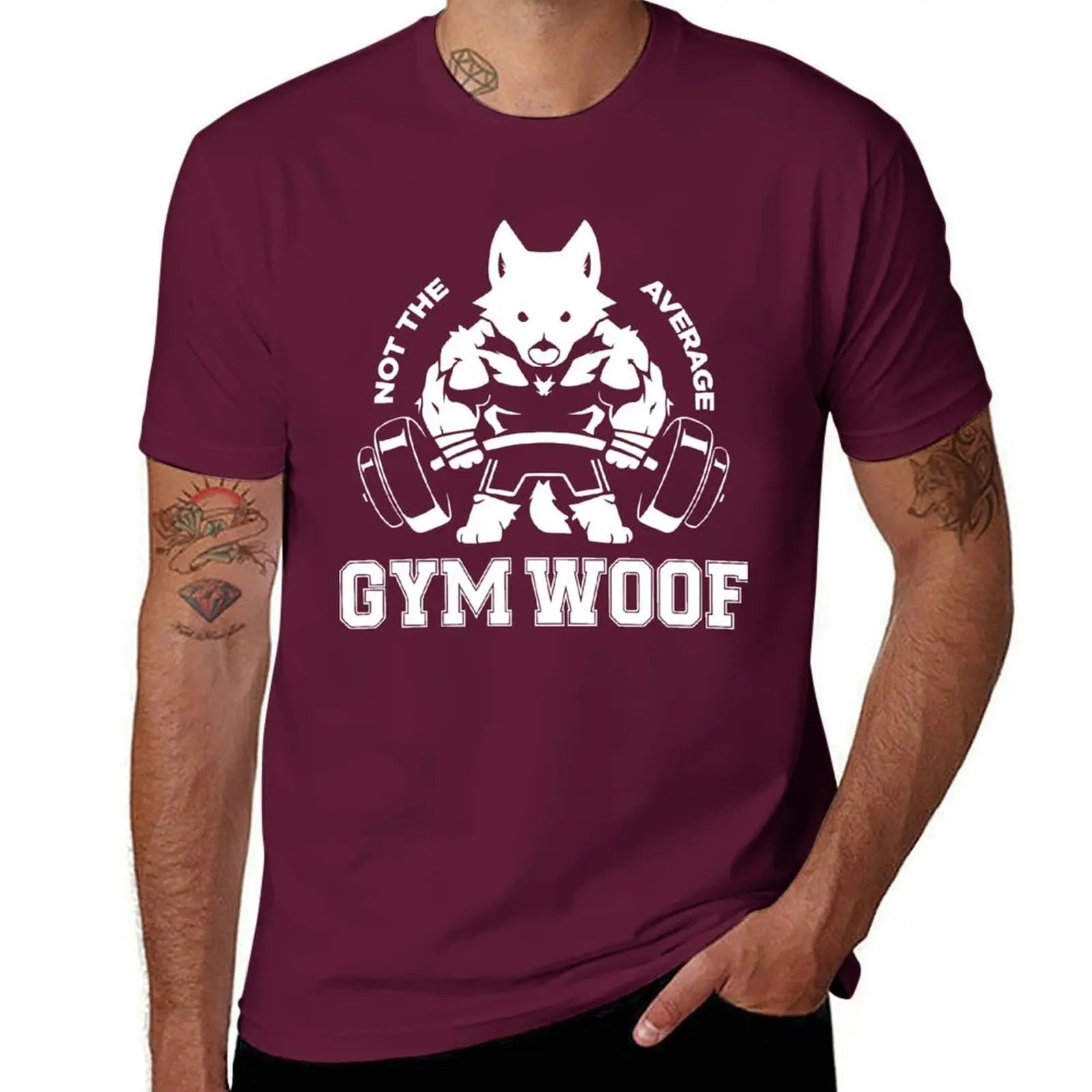 Men's "Gym Woof" Graphic Workout T-Shirt - Cotton Casual Tee