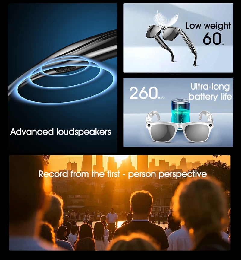 8K HD AI Smart Glasses - 800W Camera, Bluetooth & Voice Assistant