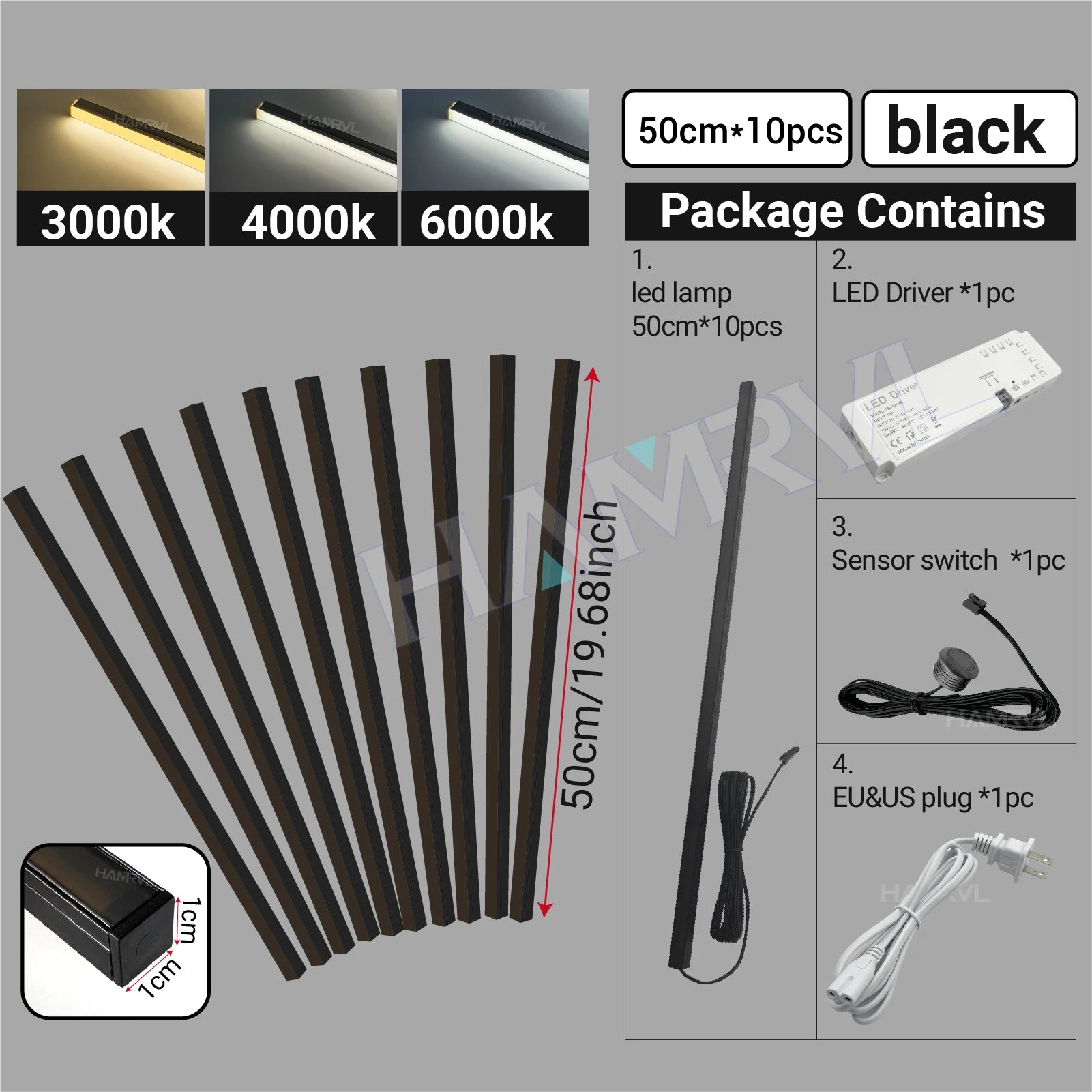 LED Recessed Lighting Strip – Touch Sensor Self-Adhesive for Wood Slat Wall