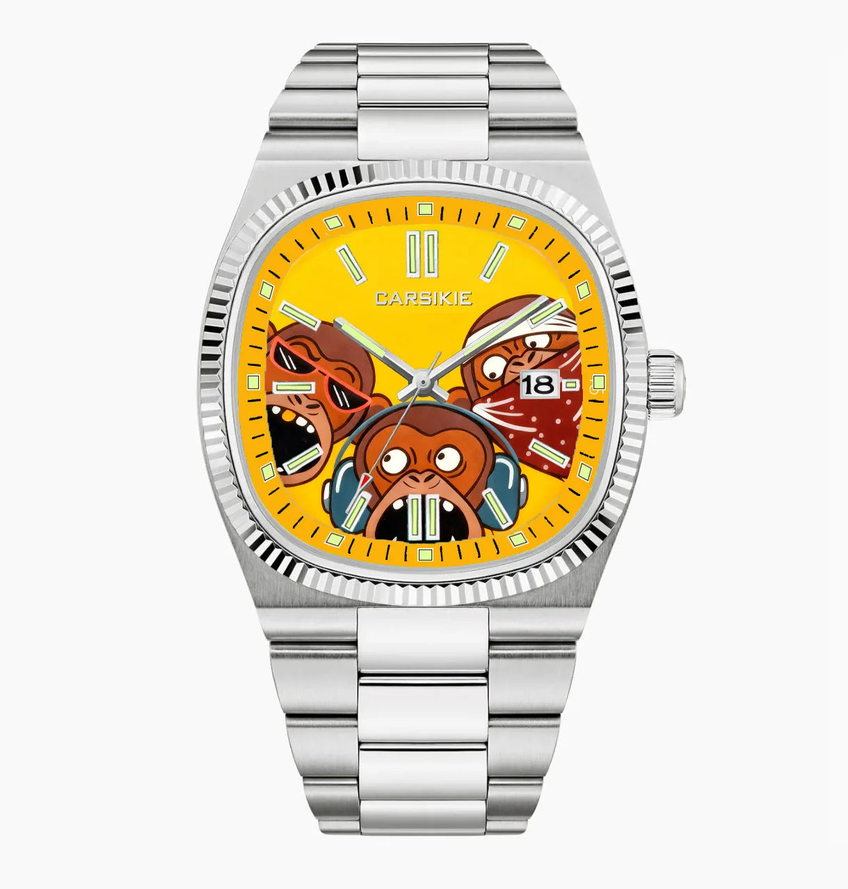 Cartoon Oil Painting Quartz Men's Watch – Casual Steel Strap Personalized Business Timepiece