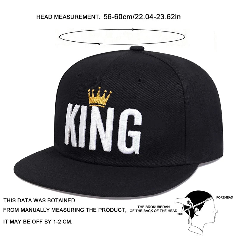Crown KING Embroidered Baseball Cap - Unisex Adjustable Hip-Hop Hat with Sun Protection