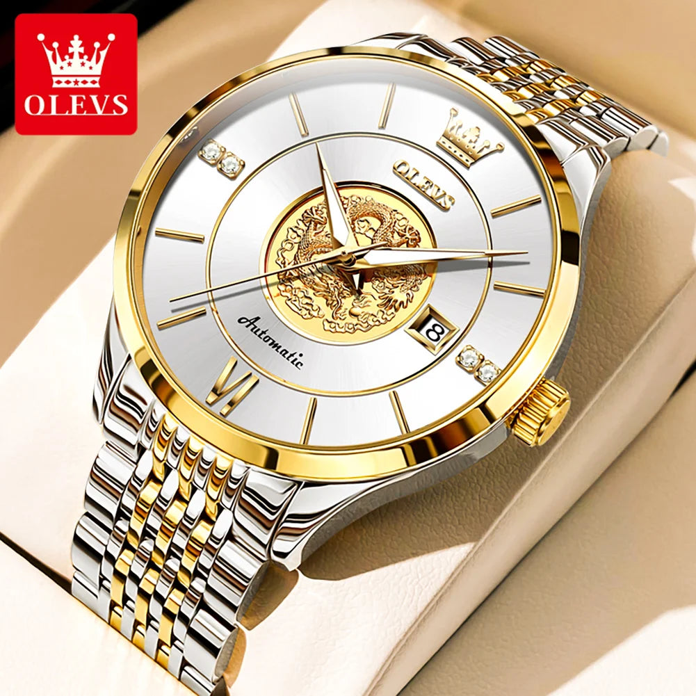 OLEVS 6693 Automatic Mechanical Watch - Dragon Relief Men's Luxury Watch