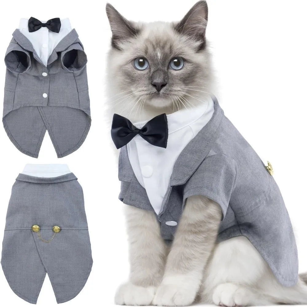 Cat Formal Vest with Bow Tie – Wedding & Birthday Tuxedo Outfit