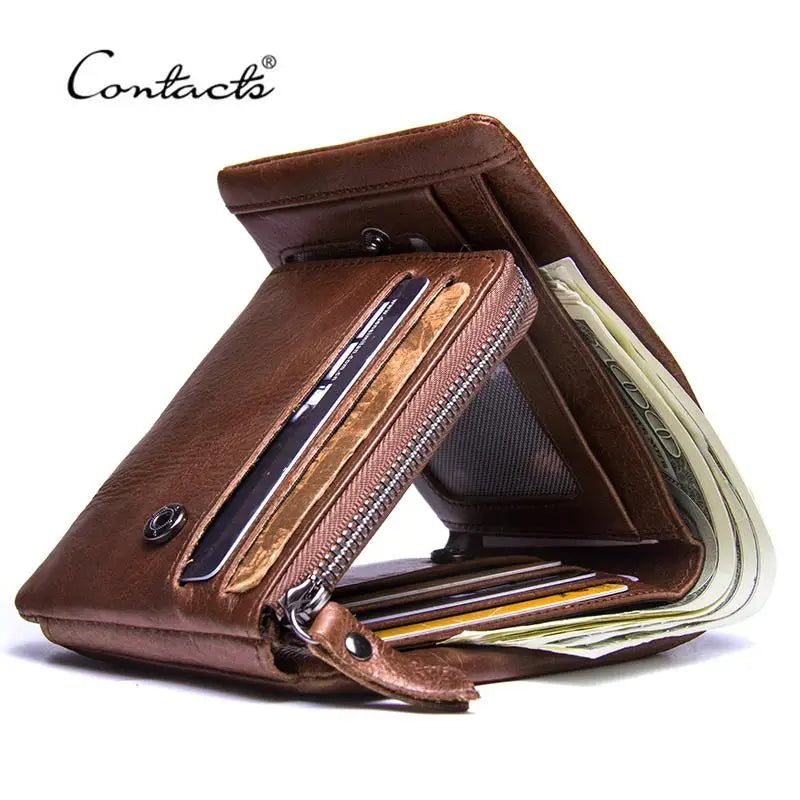 Crazy Horse Leather Trifold Wallet – Coin Pocket