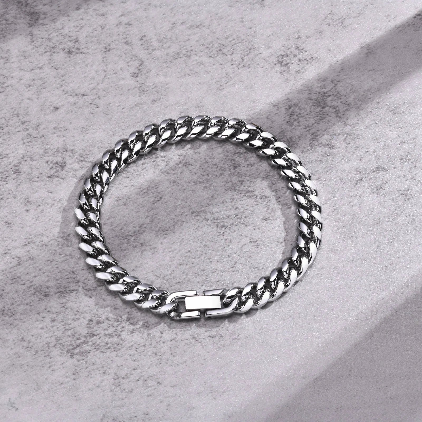 VNOX Cuban Chain Bracelet - Stainless Steel Curb Link Wristband for Men & Women