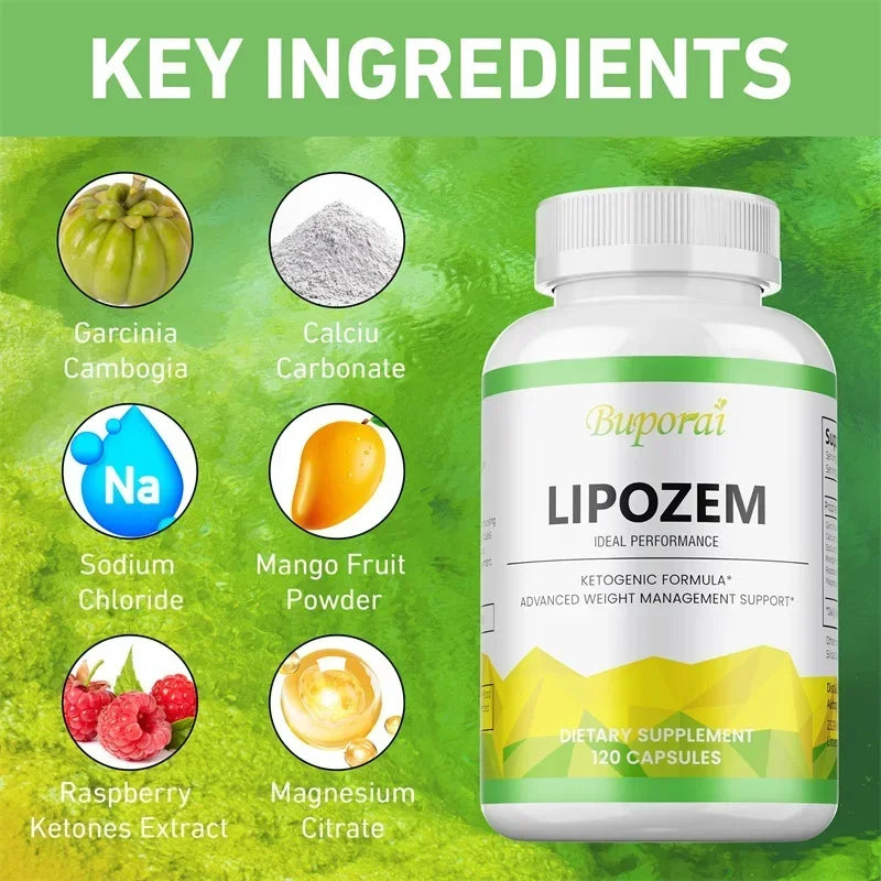 Lipozem Weight Loss Capsules - Raspberry Ketone & Magnesium for Metabolism & Energy