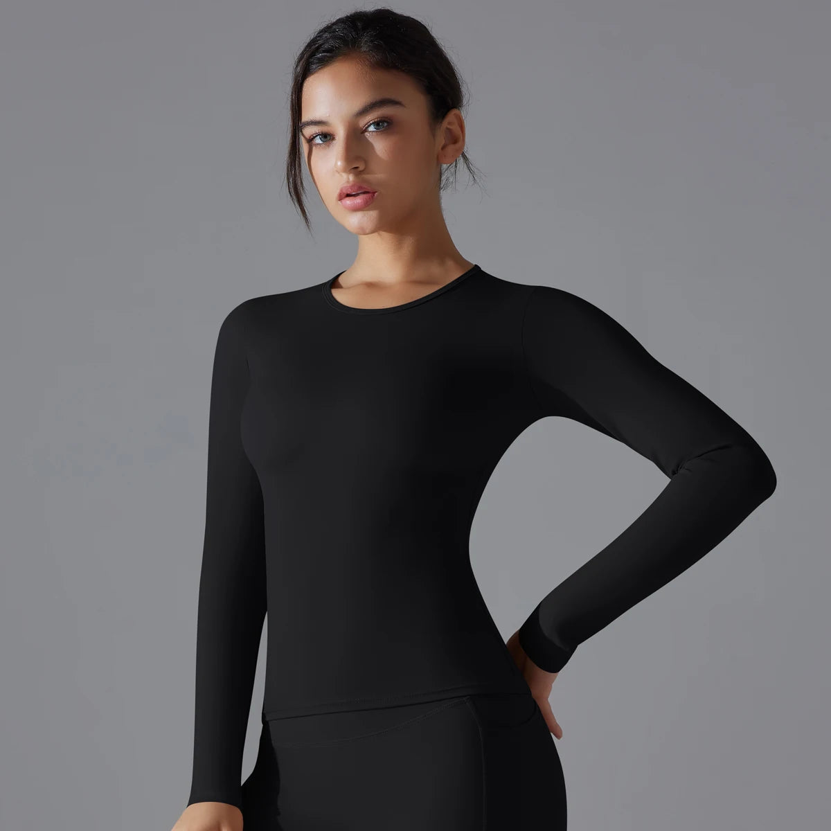 Women's Long Sleeve Yoga Shirt - Dry-Fit Workout Top for Gym, Running & Fitness