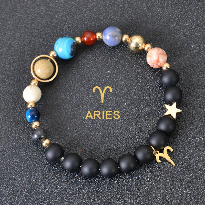 Zodiac Crystal Stone Bracelet for Women - 12 Constellation Charm Birthday Gift