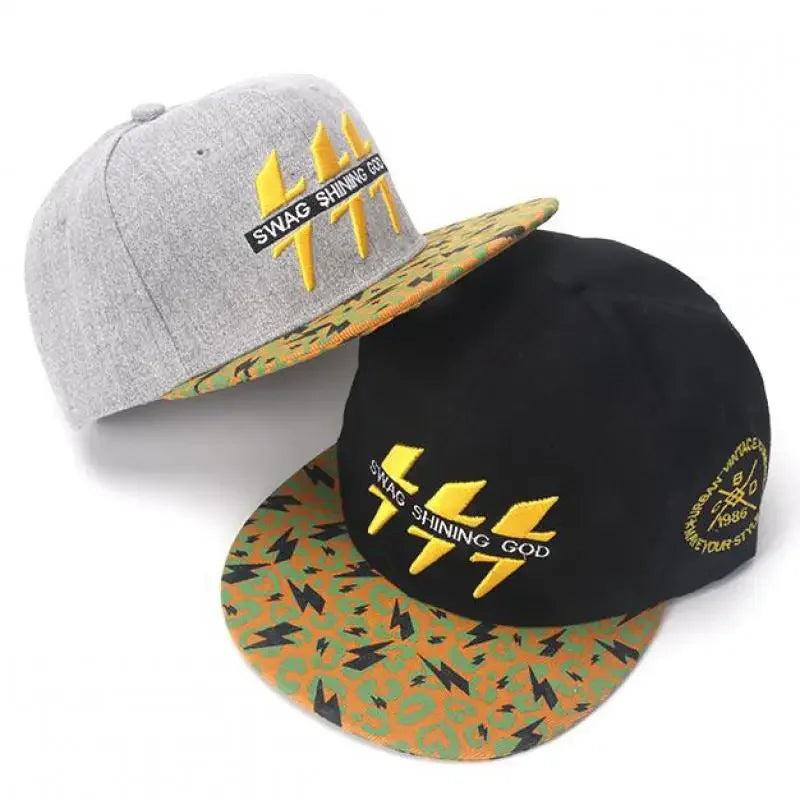 Lightning Embroidered Baseball Cap - Cotton Snapback Hat for Outdoor Sports & Casual Wear