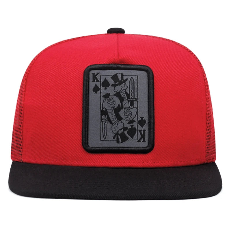Playing Card Baseball Cap - Adjustable Snapback Trucker Hat for Fishing & Casual Wear