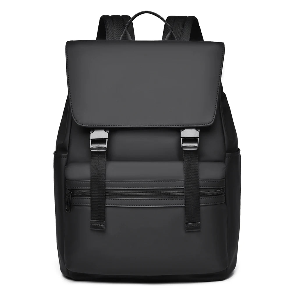 Men's Black Fashionable Backpack with Multiple Pockets, Ideal for Business and Travel, Spacious and Durable