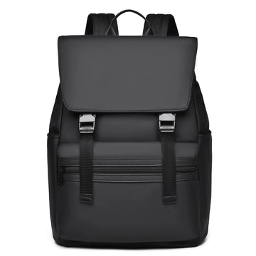 Men's Black Fashionable Backpack with Multiple Pockets, Ideal for Business and Travel, Spacious and Durable